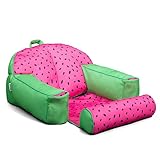 Big Joe Lazy Lounger No Inflation Needed Pool Float with Headrest and Footrest, Summer Melon Double Sided Mesh, Quick Draining Fabric, 3.5 feet Lounger
