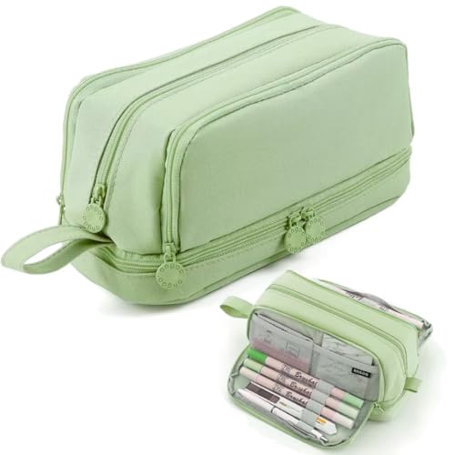Image of Storio Pencil Box Pouch for School Kids Girls & Boys Aesthetic | Cute Stationary Compass Box Case Organiser - Green