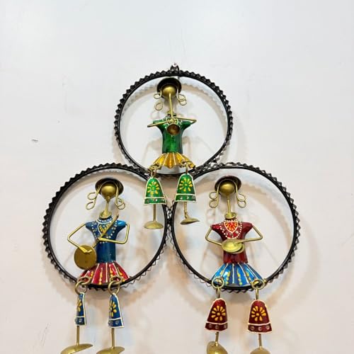 Image of Framing Hub - Handcrafted Iron Metal Multicolor Wall Art Musician Frame for Home Decor | Traditional Tribal Musical Wall Hanging for Living Room, Office & Hall