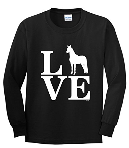 Barnyard Farm Animal, Love Horses Youth Long Sleeve T-Shirt Medium Black