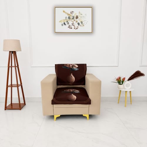 Image of Homerz Premium 'Luxe Series' Holland Velvet Sofa Cover | Smooth Finish | Anti-Skid Fleece Backing | Soft Touch Couch Protector for Living Room (Vase, 1 Seater, Seat Cover with Backrest)