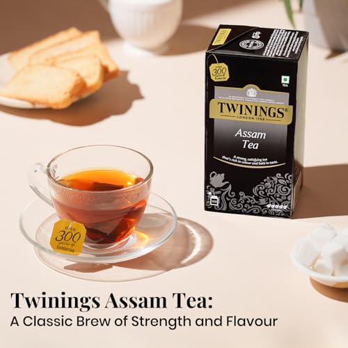 Image of Twinings Assam Tea, 100 Teabags| Pack of 1| Premium Black Tea| Strong Strength| Full-bodied, Malty and Robust Flavour| Handpicked Leaves| Enjoy a Hot Cup of Tea