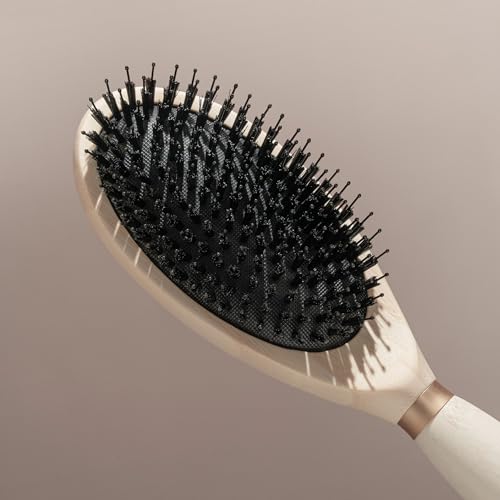 Image of EcoTools Dual Bristle Hair Brush, Faux Boar & Nylon for Detangling Smoothing & Shine, for All Hair Types, Daily Styling Brush, Bamboo Handle, Vegan & Cruelty-Free, 1 Count