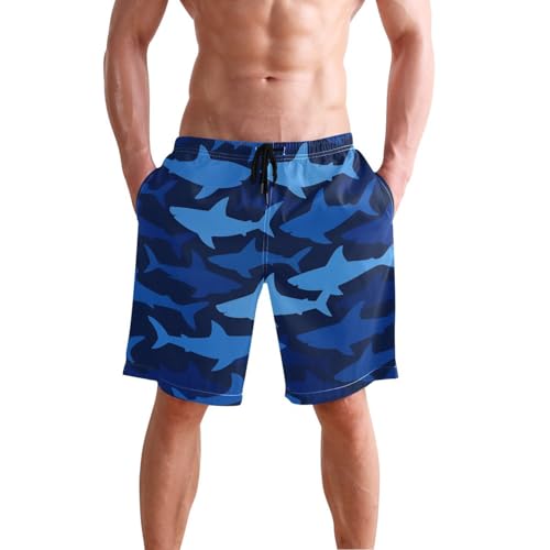 Matching Swim Trunks for Dad and Son Blue Navy Shark Father Son Matching Swim Trunks Family Board Shorts3