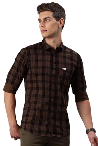 Image of Majestic Man Men Small Checkered Slim Fit Cotton Casual Shirt