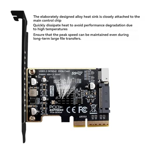 Carte d'extension PCI-E vers type E USB 3.2 20 Gbps pour panneau avant PC - 5