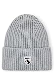 Hochwertige Verarbeitung BOSS Herren Lorso Grobstrick-Mütze mit Berg-Logo-Aufnäher Silber Stck