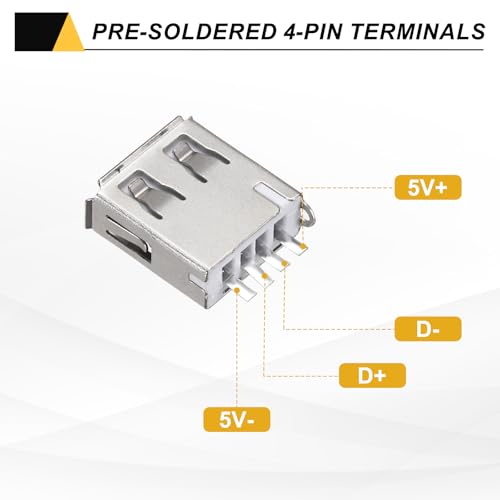 MECCANIXITY 20Pcs USB 2.0 Type A Female Plug Connector miniatura 3