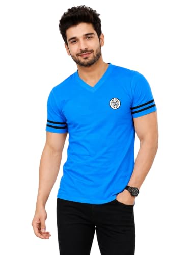 Image of Geum Men's Solid Half Sleeve V-Neck T-Shirt | Soft & Breathable Fabric | Regular Fit | Casual Everyday T-Shirt
