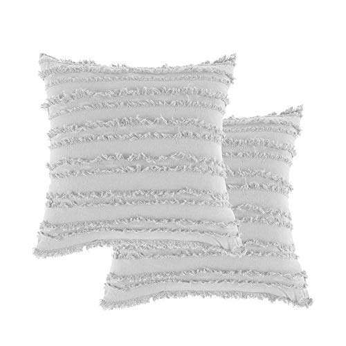 Longhui Bedding Ivory White Throw Pillow Covers For Couch Sofa Chair, Cotton Linen Decorative Pillows Cushion Covers, 18 X 18 Inches, Set Of 2, No Inserts #TOP7
