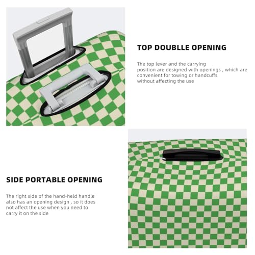 Green And White Chessboard Pattern Elastic Travel Luggage Covers Dustproof Scratch-Resistant Suitcase Protector Fit 22-24 Inch3