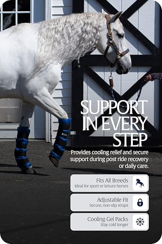 Image of Equinavia Cool Relief Therapy Equine Ice Boots for Horses-Gel Cooling Wraps | Reusable Horse Ice Boots, Soothing Ice Wraps for Horses Recovery Cool Gel for Tendons and Ligaments Soreness After Exercise