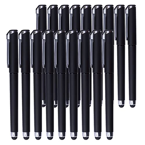 Black Gel Ink Rollerball Pens 0.7mm Gel Pens 2-in-1 Stylus Pens Medium Point Pen for Office, Black Ink (18 Pack-Black)