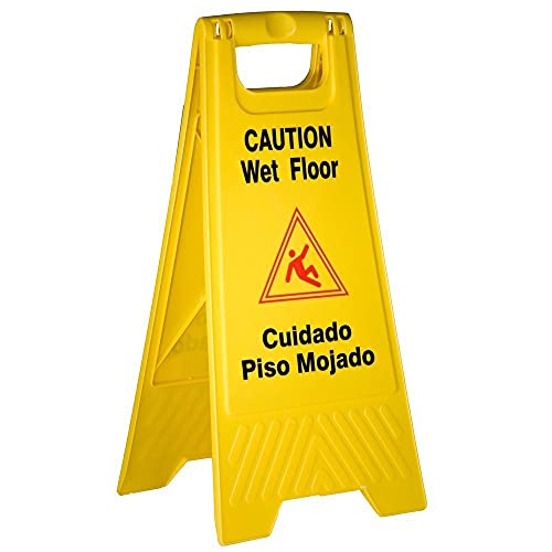 Tiger Chef Yellow Caution Wet Floor Sign, 2-sided Fold-out, Floor Safety Sign, Caution Wet Floor 24-inch By 12-inch Cuadado Piso Mojado (3)