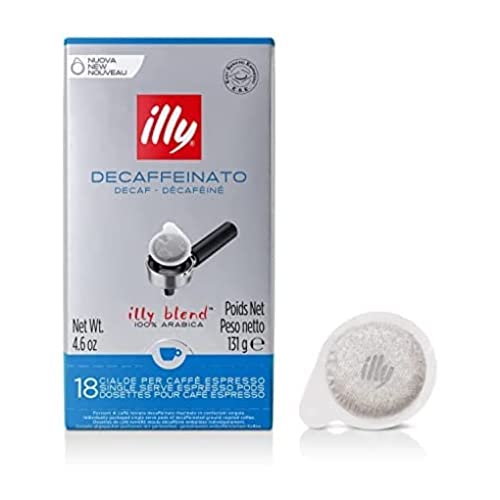 illy E.S.E. Pods Coffee, Decaf Classico E.S.E. Pods , Medium Roast, Classic Roast with Notes of Chocolate & Caramel, 100% Arabica Coffee, 18 Count (Pack of 1)