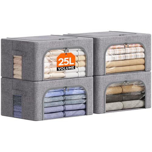 Lifewit Clothes Storage Bins with Metal Frame, Stackable Storage Box,