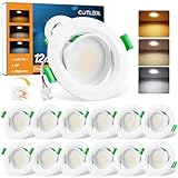 COTLEDL 12er LED Einbaustrahler 230V Dimmbar, 5W Flach LED Spot Warmweiß Neutralweiß Kaltweiß 68mm Lochmaß, IP44 Schwenkbar Spots Deckenleuchte Einbauleuchten für Badezimmer Wohnzimmer Küche