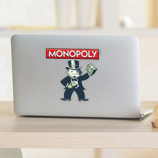 CafePress Mr. Monopoly Cash Stacks Medium Die Cut Sticker, 5.75" x 5.75" Clear