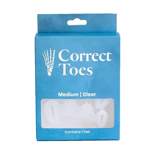 Correct Toes – Bunion Corrector, Toe Separator & Toe Spacers for Men and Women, Unisex, Clear, Medium