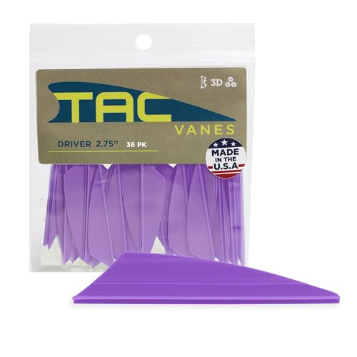 TAC Vanes Driver Hybrid Vanes, Archery & Bow Hunting, 36 Pack, 2.75" Purple