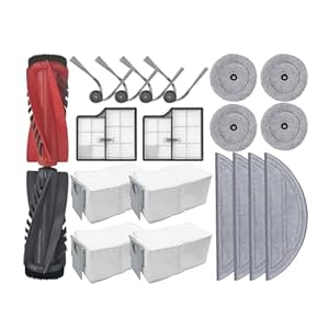 JOSYOG Saros 10 Ersatz Dual Hauptbürste/Seitenbürsten/Wischpads/Staubbeutel für Roborock Saros 10 Roboter-Staubsauger-Zubehörteile (Set 2)