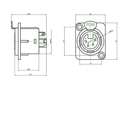 Priaolker Gold Plated 4-Pin Xlr Female Socket Metal Panel Mount Chassis Microphone Audio Jack D-Type Connector Adapter, Pack Of 5 #TOP3