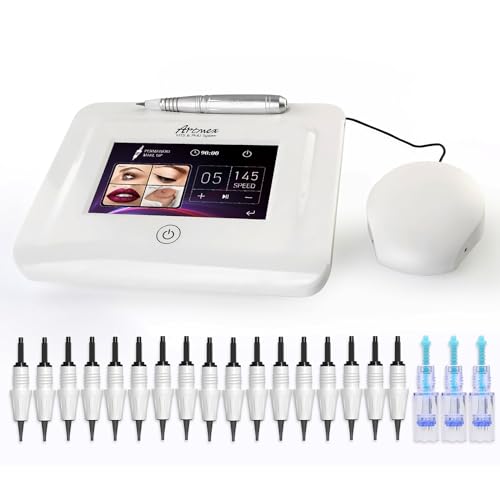 Máquina de Maquillaje Permanente Tatoo Artmex V11 con Tablero de Operación Digital y 20 Agujas, Pluma Profesional de Maquillaje Semipermanente para la línea de los ojos Labio Ceja Tatuaje de Areola