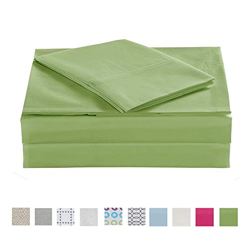 ELINEN Queen Size Bed Sheet Set 4 Pieces, Cotton Polyester Blend Percale Queen