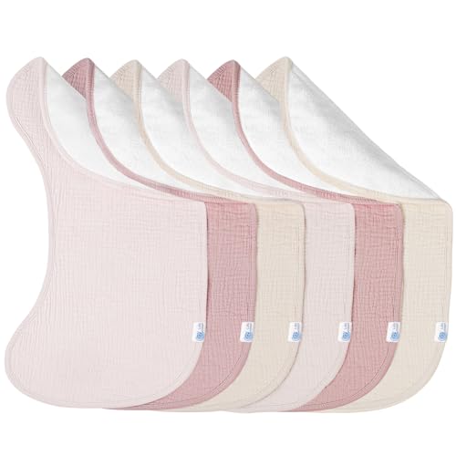 Image of lulumoon Muslin Burp Cloths for Babies: 100% Soft Cotton Large Burping Cloths - Neutral Baby Burp Rags for Boy and Girl - Absorbent Burp Cloth for Spit-Ups 6 Pack