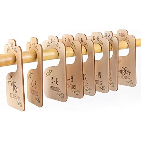 MISOYER Baby Clothes Dividers - Double Sided Baby Clothes Dividers - Wooden Baby Closet Size Dividers, Organizer Hanger Clothing Dividers For Newborn Nursery Decor Infant To 0-24 Months Cover