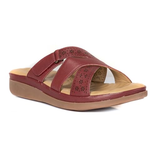 Image of Khadim's Softouch Leather Platform Heel Slip On Sandal for Women | 1.5 Inch Low Heel | Suitable for Daily Use