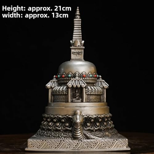Sculpture Boudhanath stupa Népal cuivre : pagode Bodhi Sarira 21cm - 4