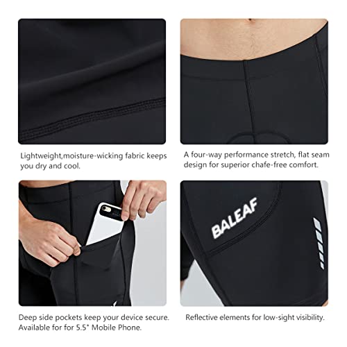 Baleaf BALEAFAAI0700908318MA Padded Bike Shorts For Men Cycling Shorts Padding Pockets Upf 50+ Black M thumb #4