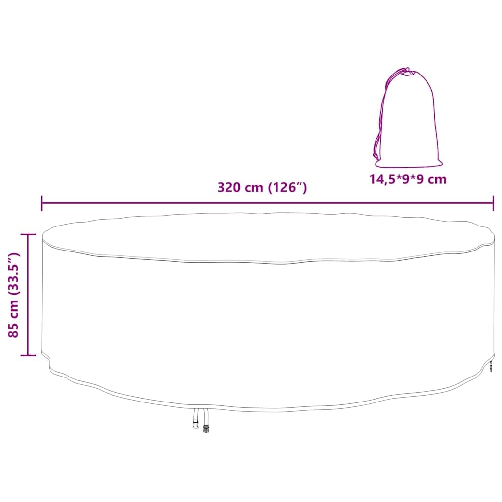 vidaXL Meubelhoes 320 x 320 x 85 cm 600D Oxford Stof Rond Waterdicht