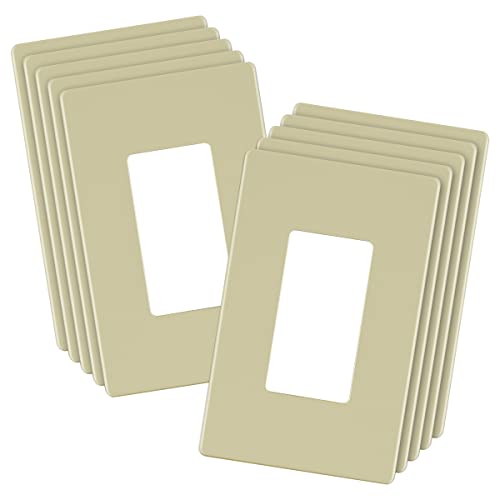 Image of LIDER Decorator Switch Cover, Screwless Wall Plate, Mid-Size 1-Gang 4.88 inch x 3.11 inch, LSWP-31M-I10P, UL Listed, Thermoplastic, Matte Ivory, 10-Pack