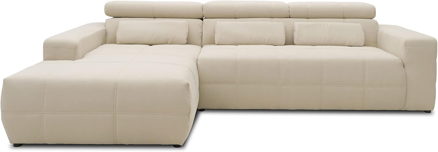 DOMO collection Brandon Canapé d'angle avec Dossier en Forme de L Beige 285 x 175 x 98 cm