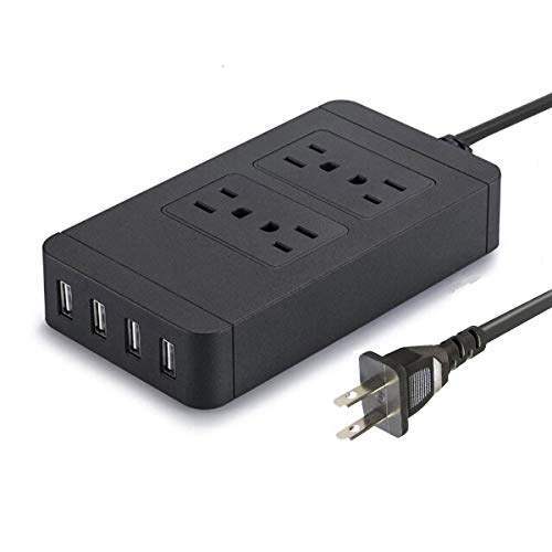 電源タップ 4ACコンセント 2500W 4USB(2.4A/ポート) 急速充電可能 スマート充電可能 一括スイッチ 1.8Mコード 雷ガード 過負荷保護 1年間保証 (黒)