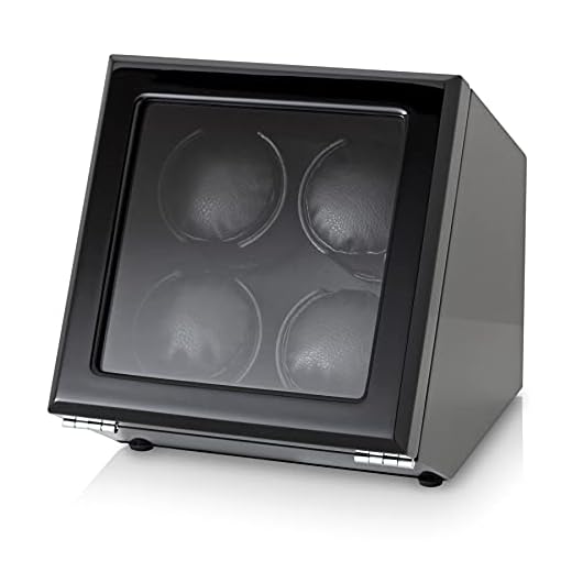 4 Watch Winder with Motor-stop Option and Quiet Rotors (Black)
