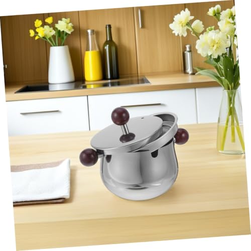 Recipiente de grasa para cocina y almacenamiento portátil de acero inoxidable con tapa 7