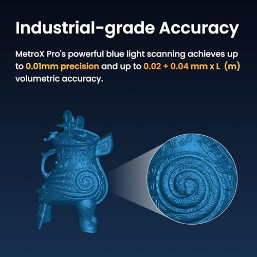 Image of Revopoint MetroX Pro 3D Scanner for 3D Printing Handheld, Industrial-Grade Precision 0.01mm, 30+15 Blue Laser Scan, Full Color Scanning, for Reverse Engineering & Automotive Modeling, Standard