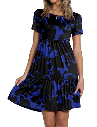 Image of TAOHUADAO 2026 Summer Dresses for Women Short Sleeve Ruffle Casual Sundress with Pockets