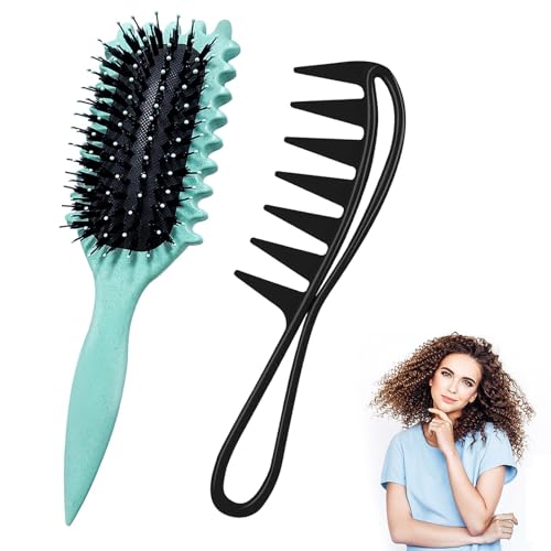 IETWATE Cepillo Pelo Rizado Metodo Curly, Peine Pelo Rizado Metodo Curly, Bounce Curl Brush de Masaje, Cepillo Curly Rizos de Define Styling con Peine Rizos Anchos, para Hombres Mujeres