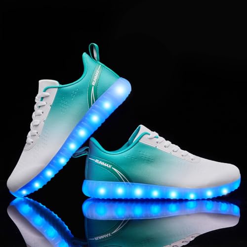 Image of BosenHulu Light Up Shoes for Women Men USB Charging LED Shoes Adult Halloween Dancing Glowing Luminous Trainers Gradient Colors Mesh Upper Party Revel Flashing Sneakers
