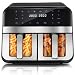Produktbild Dual Zone Heißluftfritteuse mit Sichtfenster, 9L XL Kapazität Doppel-Airfryer, 2 Schubladen, 8-in-1 Kochvorgaben, Touchscreen, Smart und Timer-Funktion, Gesunde Friteuse ohne Öl und fettarmes Kochen
