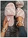 OYOANGLE Women's Faux Pearl Decor Solid Slippers Cozy Fashion Indoor Home Slippers Warm Open Toe Furry House Slipper Pink 6.5