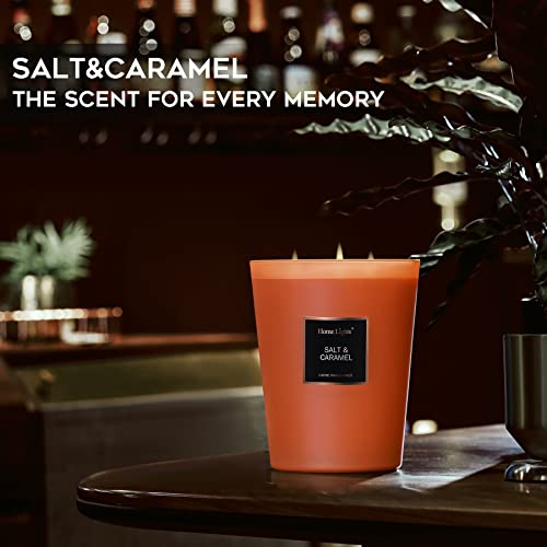 HomeLights Highly Scented Soy Candles Big 33.3 oz for Home. 3 Cotton Wicks, Smokeless Long Lasting 130 hrs in Salt & Caramel. 5x6, Great Gift for Women & Men - Image 6