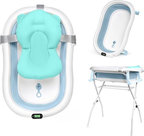 moovkee. Babybadewanne mit Gestell 80cm - Blau Baby Badewanne Faltbar mit...