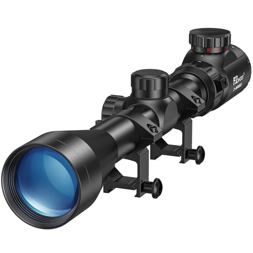 EZshoot 3-9x40 Scope Red Green Illuminated Scope with 20mm Scope Mounts, Mil-dot Reticle