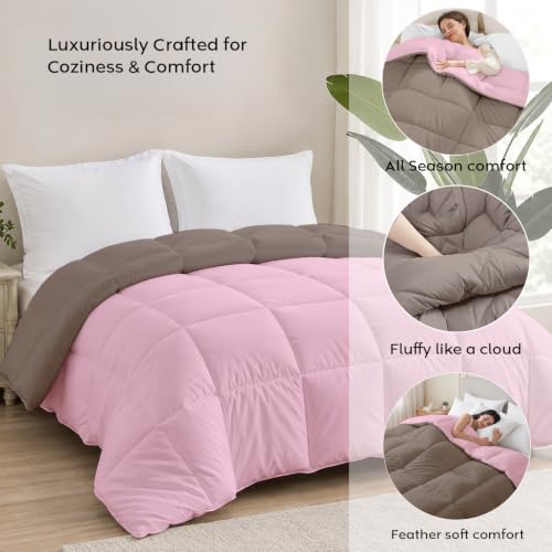Image of AYKA Reversible Comforter 220 GSM Microfiber Reversible AC Comforter /Blanket for Winter /Quilt /Dohar /Duvets for King Size Blanket /Comforter Double Bed (Mocha & Cameo, 60 * 90 inch)