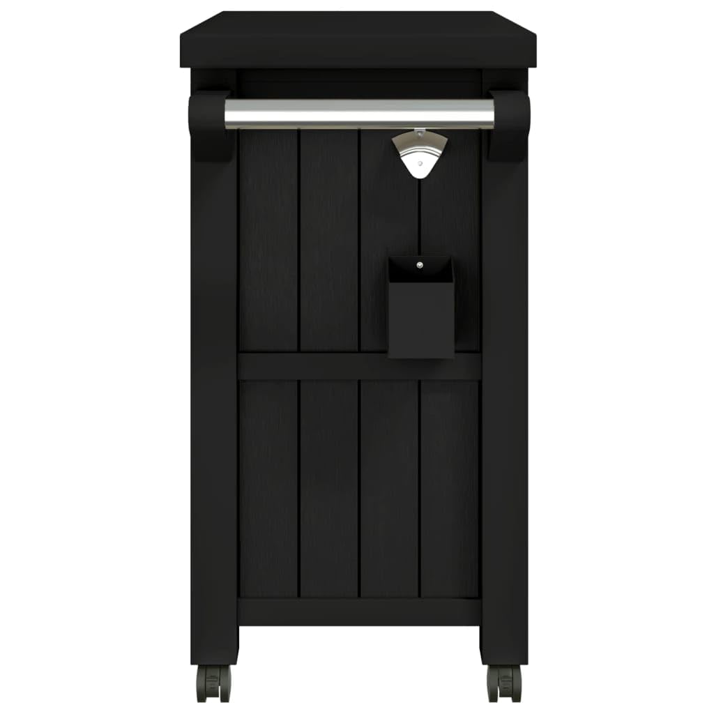 Homgoday Carro de servicio 3 en 1 Polipropileno Negro, Muebles para el Hogar Interior Exterior Sala de estar Dormitorio